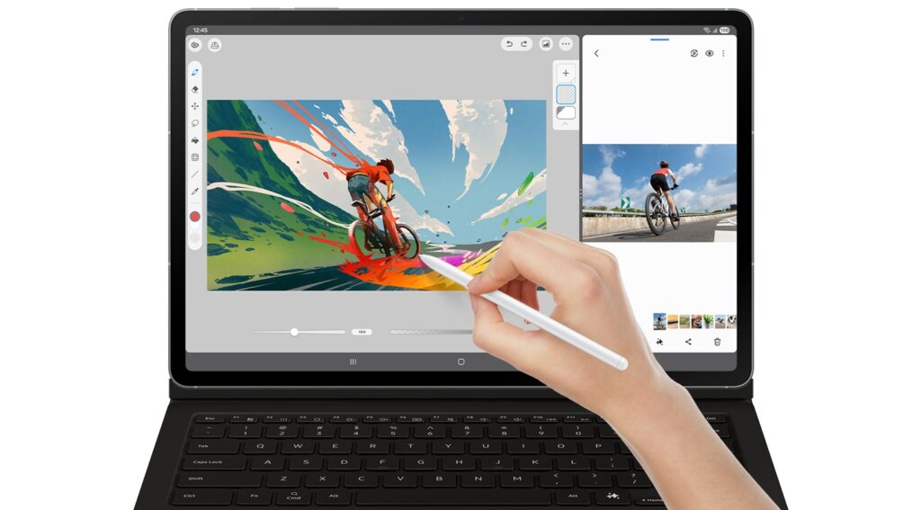 Galaxy Tab S10 FE sýnd með Slim lyklaborðshulstri (selt sér)